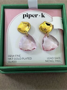 Piper K pink Glass Drop Earrings